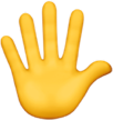 Gelbes Hand-Emoji mit ausgestreckten Fingern.